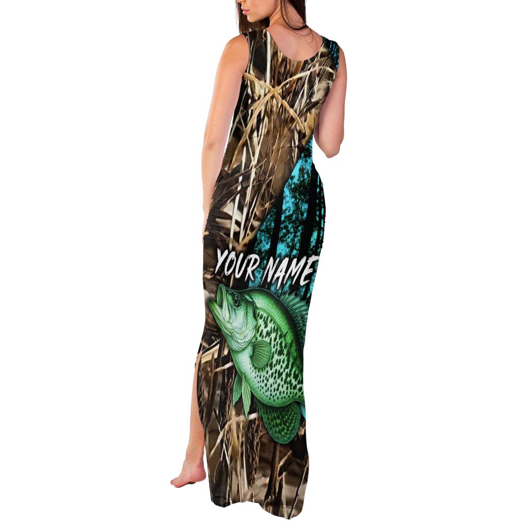 Crappie Fishing Customize Name Tank Maxi Dress Forest and Camo Background in Outdoor Fishing - Wonder Print Shop