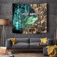 Crappie Fishing Customize Name Tapestry Forest and Camo Background in Outdoor Fishing - Wonder Print Shop