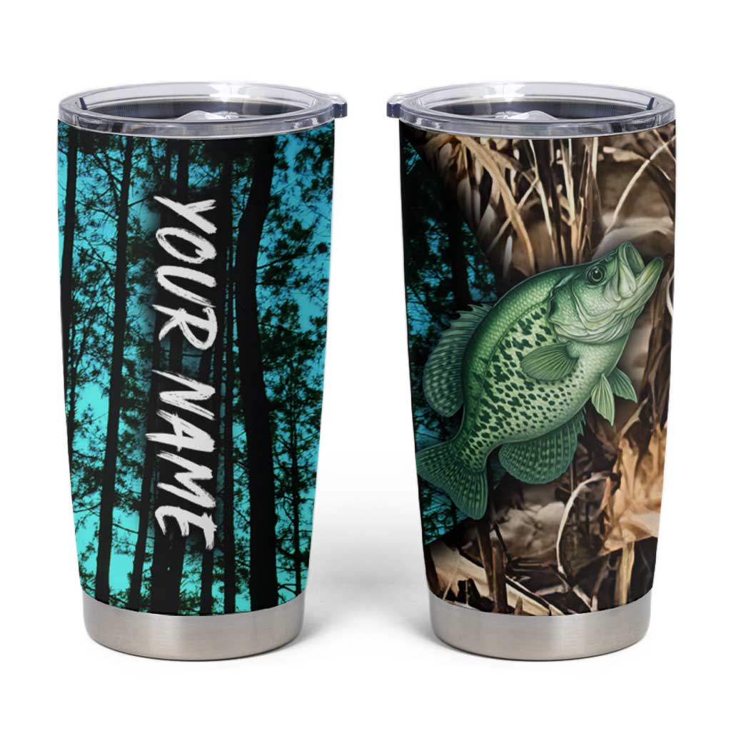 Crappie Fishing Customize Name Tumbler Cup Forest and Camo Background in Outdoor Fishing - Wonder Print Shop