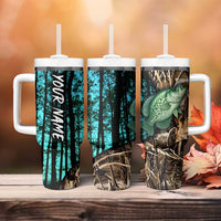 Crappie Fishing Customize Name Tumbler With Handle Forest and Camo Background in Outdoor Fishing - Wonder Print Shop
