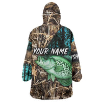 Crappie Fishing Customize Name Wearable Blanket Hoodie Forest and Camo Background in Outdoor Fishing - Wonder Print Shop