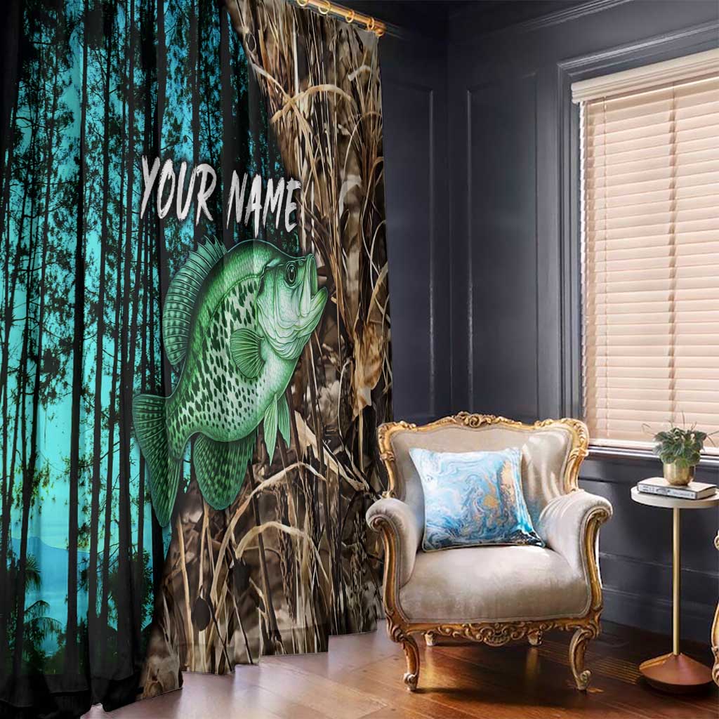 Crappie Fishing Customize Name Window Curtain Forest and Camo Background in Outdoor Fishing - Wonder Print Shop