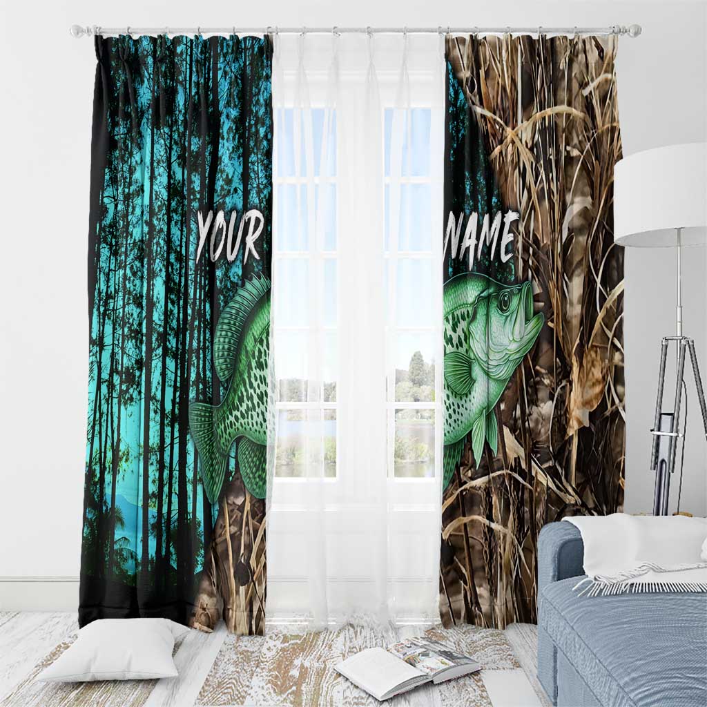 Crappie Fishing Customize Name Window Curtain Forest and Camo Background in Outdoor Fishing - Wonder Print Shop