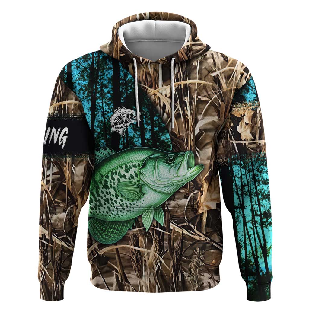 Crappie Fishing Customize Name Zip Hoodie Forest and Camo Background in Outdoor Fishing - Wonder Print Shop