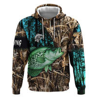 Crappie Fishing Customize Name Zip Hoodie Forest and Camo Background in Outdoor Fishing - Wonder Print Shop