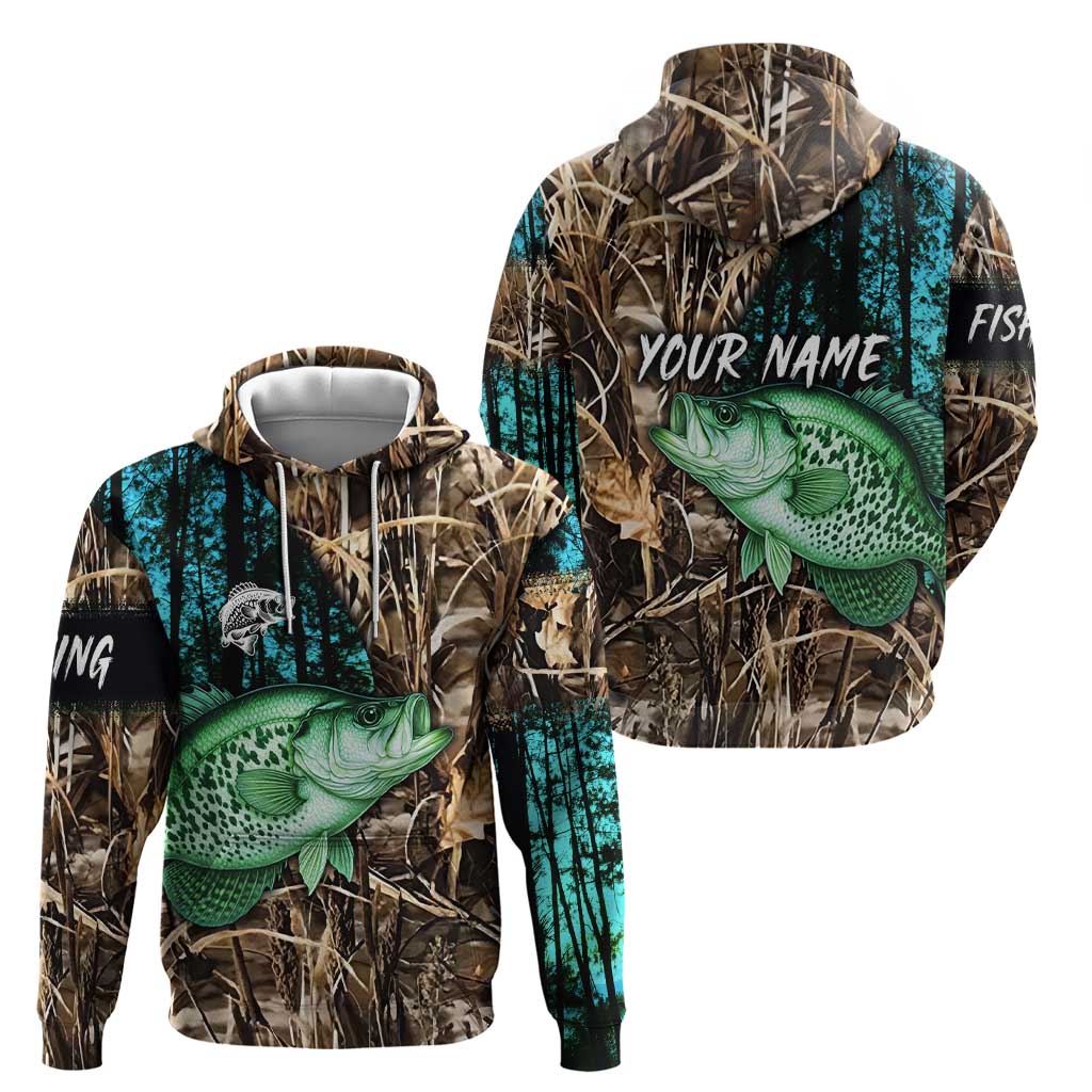 Crappie Fishing Customize Name Zip Hoodie Forest and Camo Background in Outdoor Fishing - Wonder Print Shop
