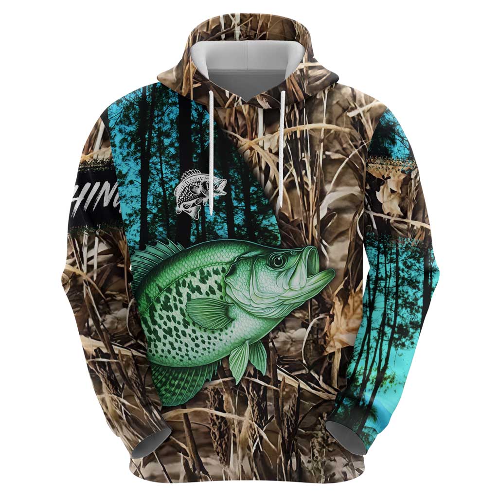 Crappie Fishing Customize Name Zip Hoodie Forest and Camo Background in Outdoor Fishing - Wonder Print Shop