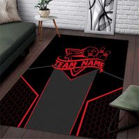 Bowling Team Area Rug Red and Black Strike Graphic and Custom Name Section - Wonder Print Shop
