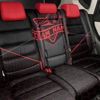 Bowling Team Back Car Seat Cover Red and Black Strike Graphic and Custom Name Section - Wonder Print Shop