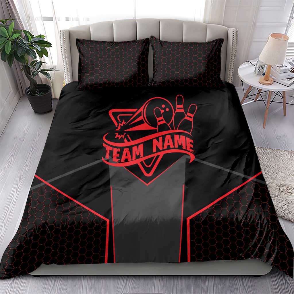 Bowling Team Bedding Set Red and Black Strike Graphic and Custom Name Section - Wonder Print Shop
