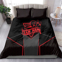 Bowling Team Bedding Set Red and Black Strike Graphic and Custom Name Section - Wonder Print Shop