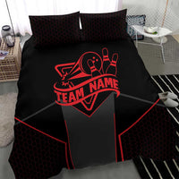 Bowling Team Bedding Set Red and Black Strike Graphic and Custom Name Section - Wonder Print Shop