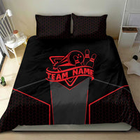 Bowling Team Bedding Set Red and Black Strike Graphic and Custom Name Section - Wonder Print Shop