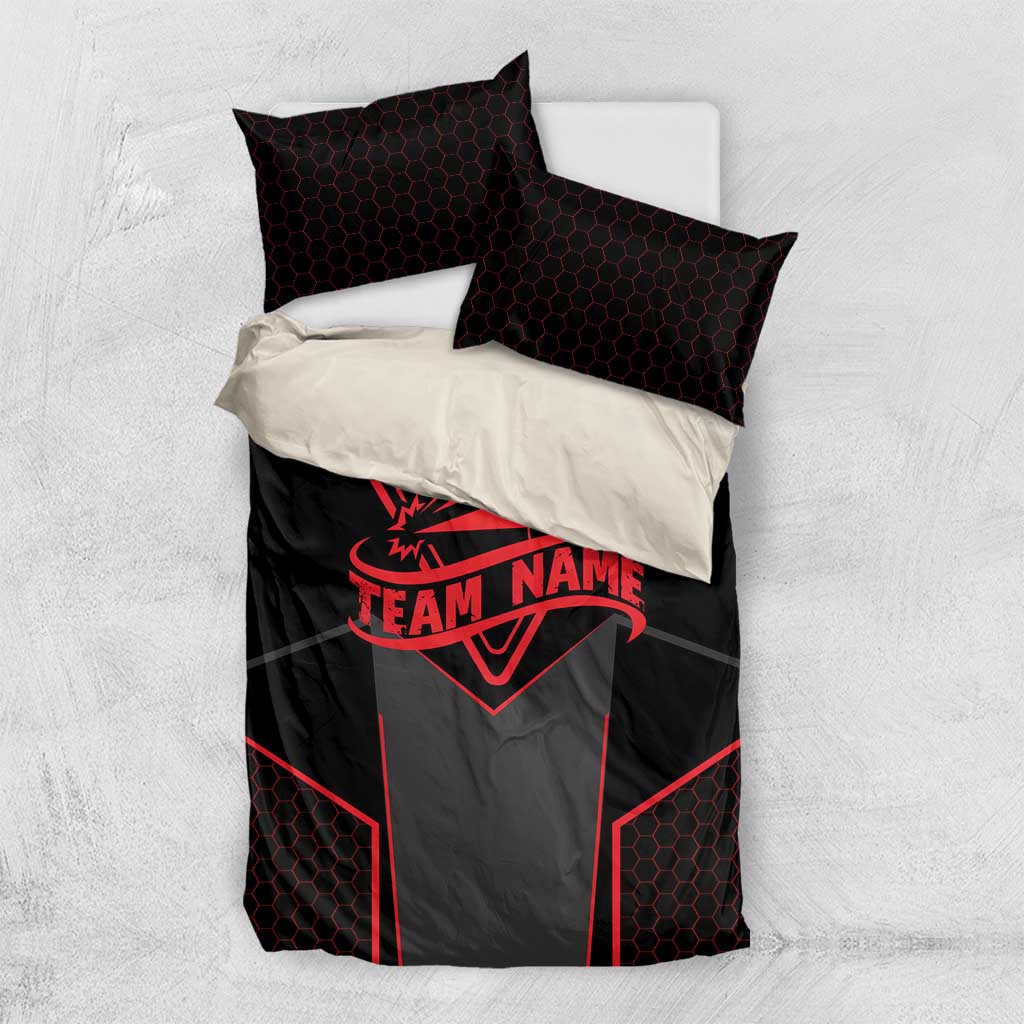 Bowling Team Bedding Set Red and Black Strike Graphic and Custom Name Section - Wonder Print Shop