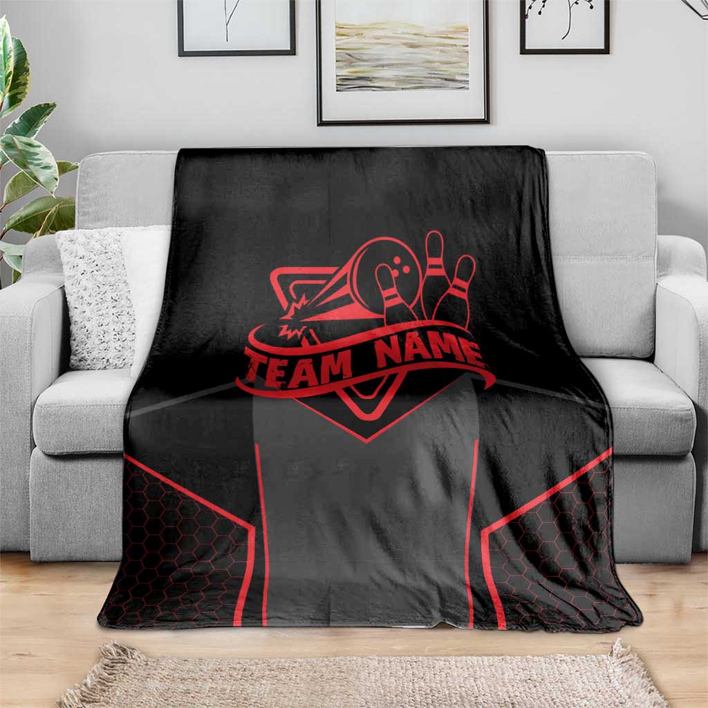 Bowling Team Blanket Red and Black Strike Graphic and Custom Name Section - Wonder Print Shop