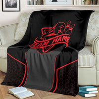 Bowling Team Blanket Red and Black Strike Graphic and Custom Name Section - Wonder Print Shop