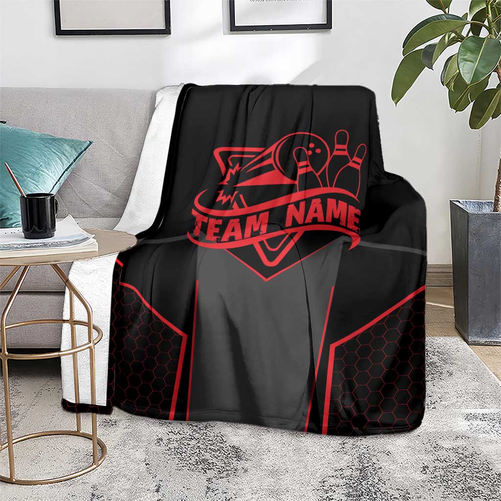 Bowling Team Blanket Red and Black Strike Graphic and Custom Name Section - Wonder Print Shop