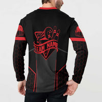 Bowling Team Button Sweatshirt Red and Black Strike Graphic and Custom Name Section - Wonder Print Shop