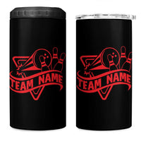 Bowling Team 4 in 1 Can Cooler Tumbler Red and Black Strike Graphic and Custom Name Section - Wonder Print Shop