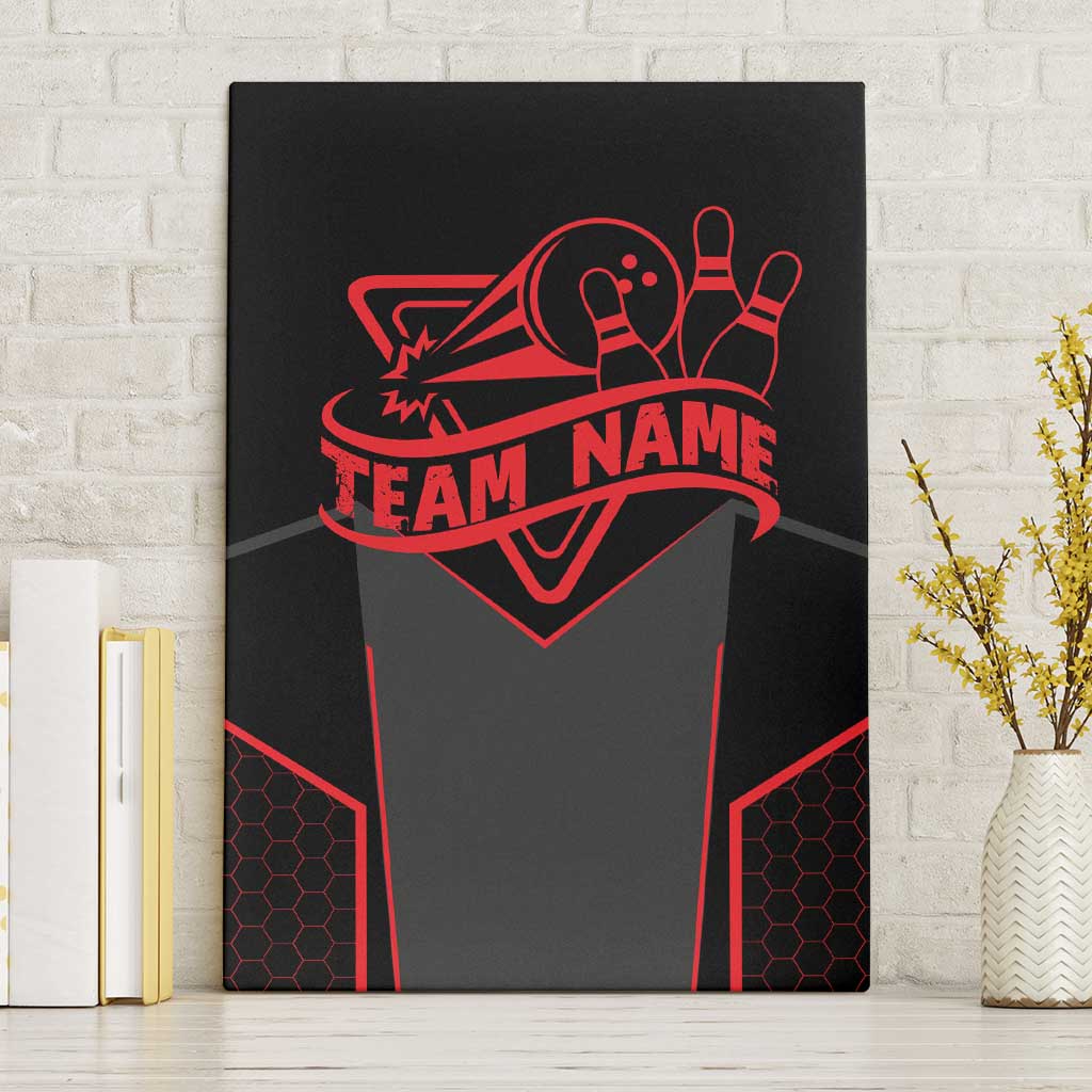 Bowling Team Canvas Wall Art Red and Black Strike Graphic and Custom Name Section - Wonder Print Shop