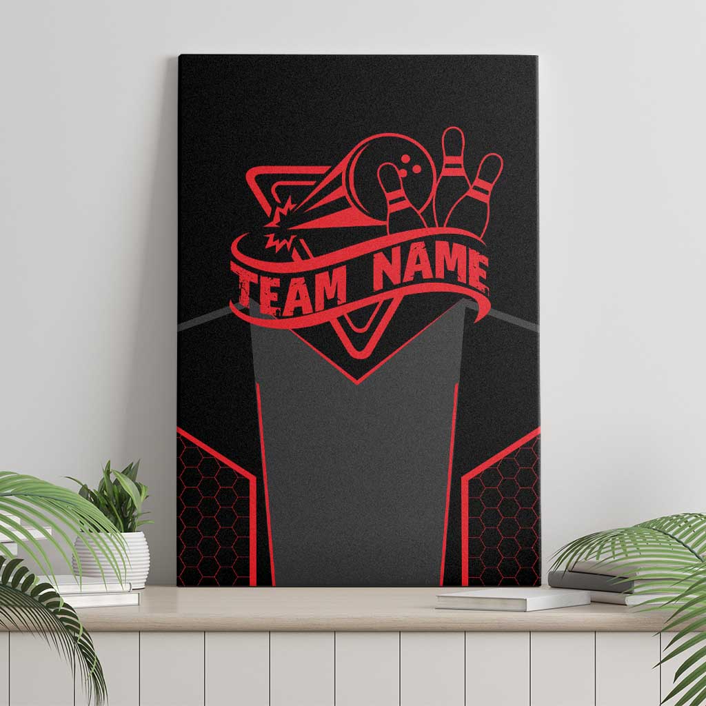 Bowling Team Canvas Wall Art Red and Black Strike Graphic and Custom Name Section - Wonder Print Shop