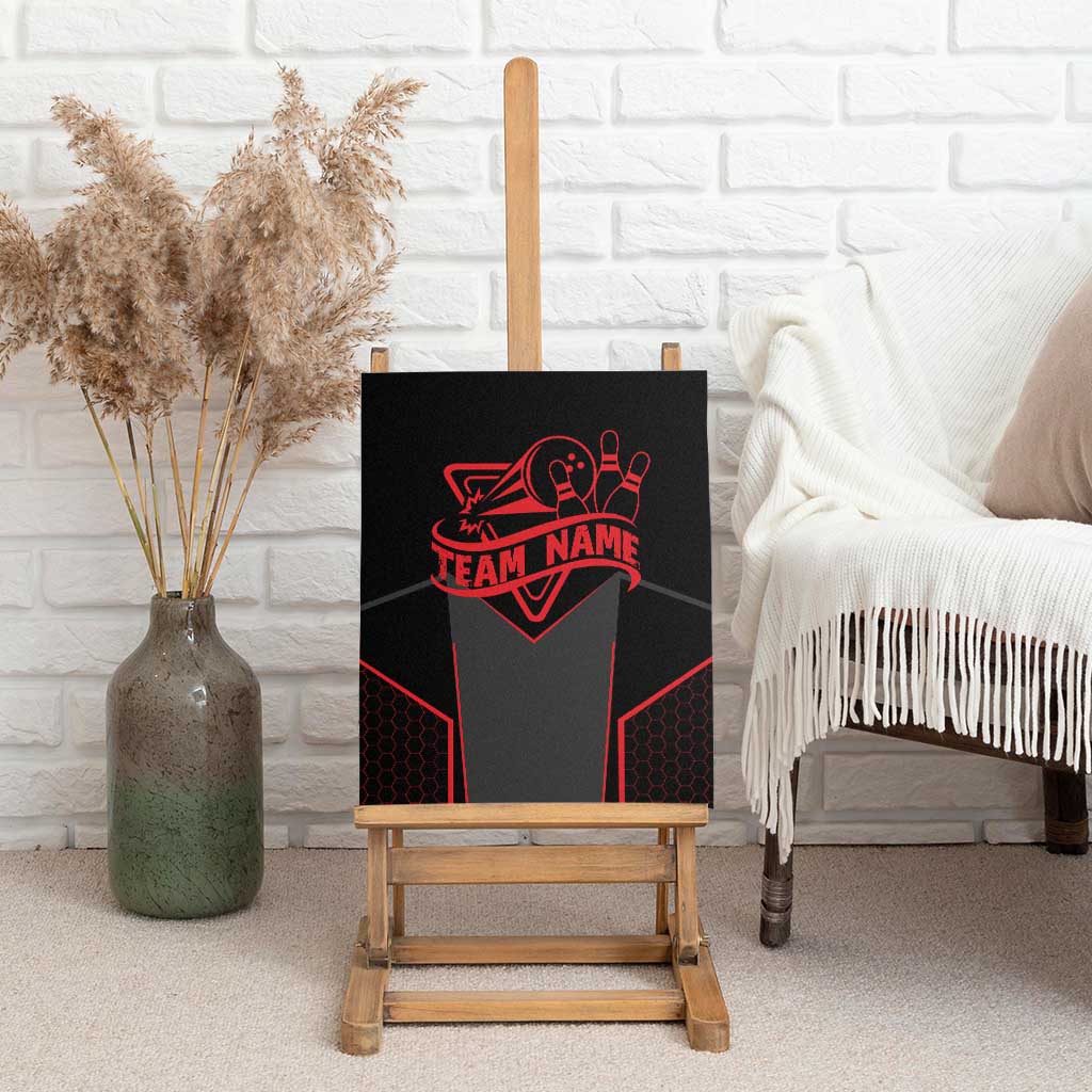 Bowling Team Canvas Wall Art Red and Black Strike Graphic and Custom Name Section - Wonder Print Shop