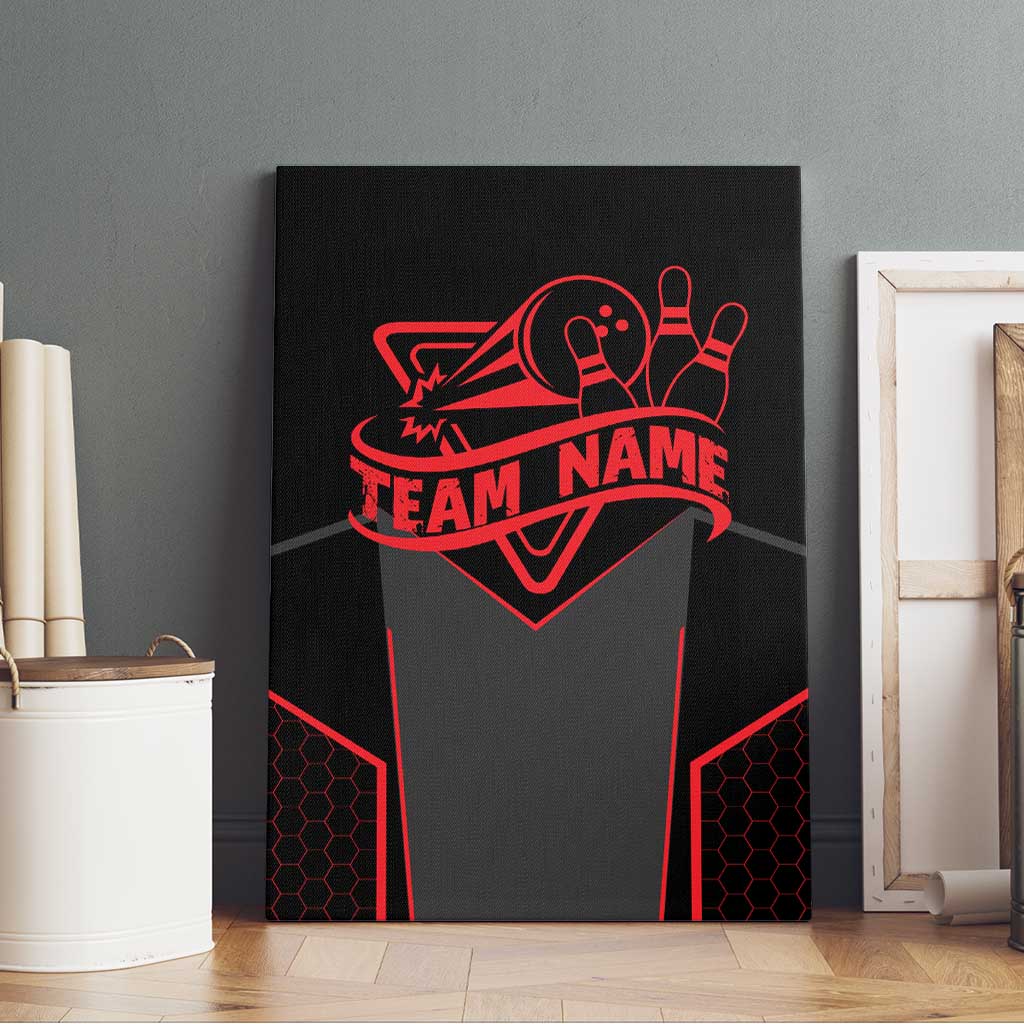 Bowling Team Canvas Wall Art Red and Black Strike Graphic and Custom Name Section - Wonder Print Shop