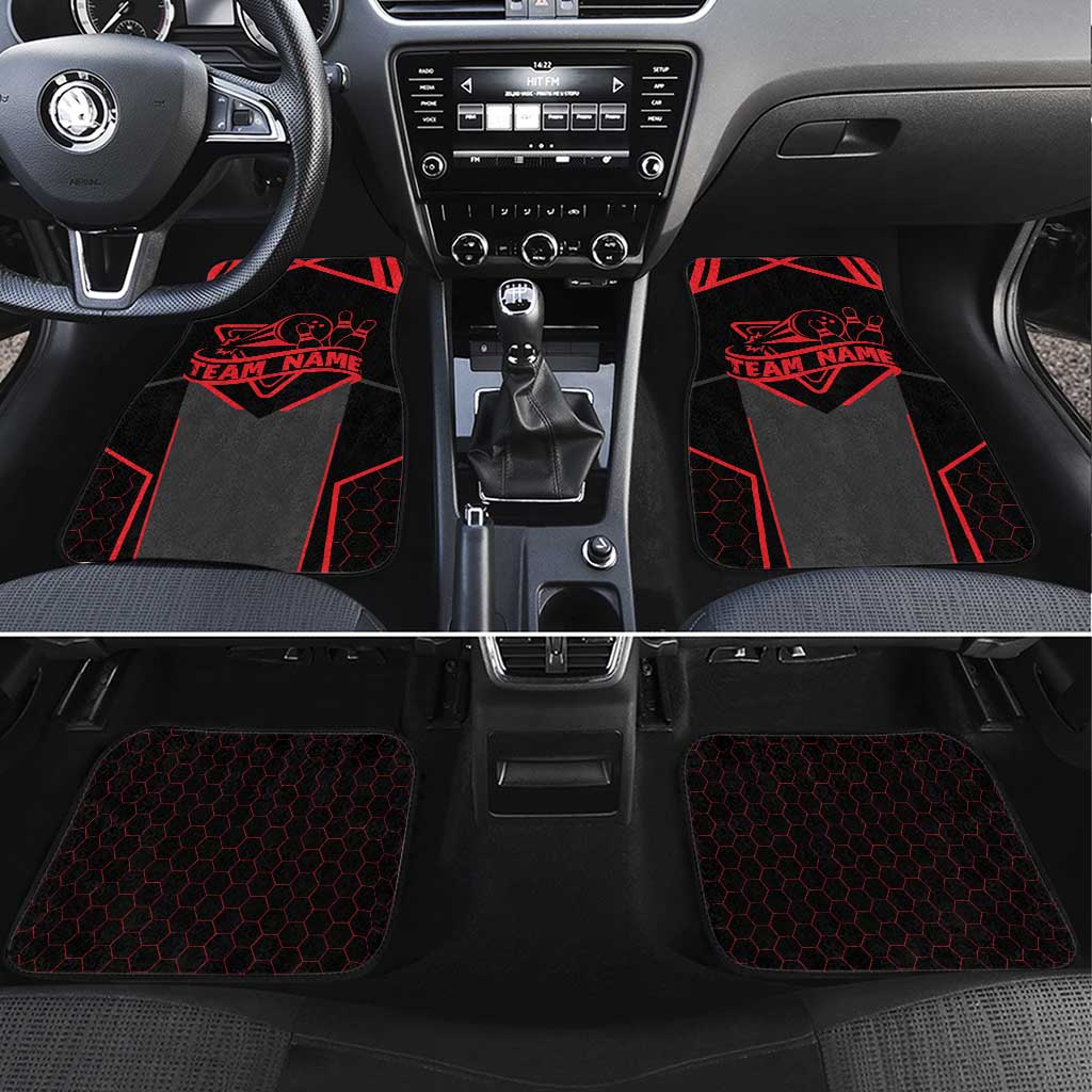 Bowling Team Car Mats Red and Black Strike Graphic and Custom Name Section - Wonder Print Shop