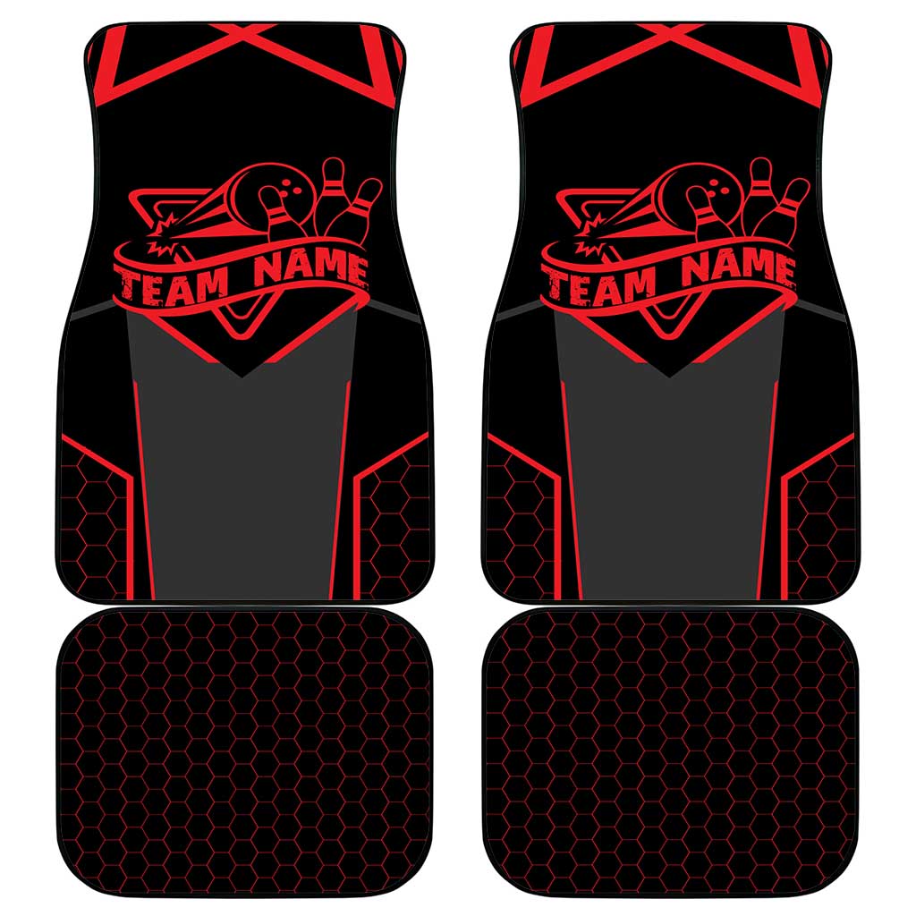 Bowling Team Car Mats Red and Black Strike Graphic and Custom Name Section - Wonder Print Shop