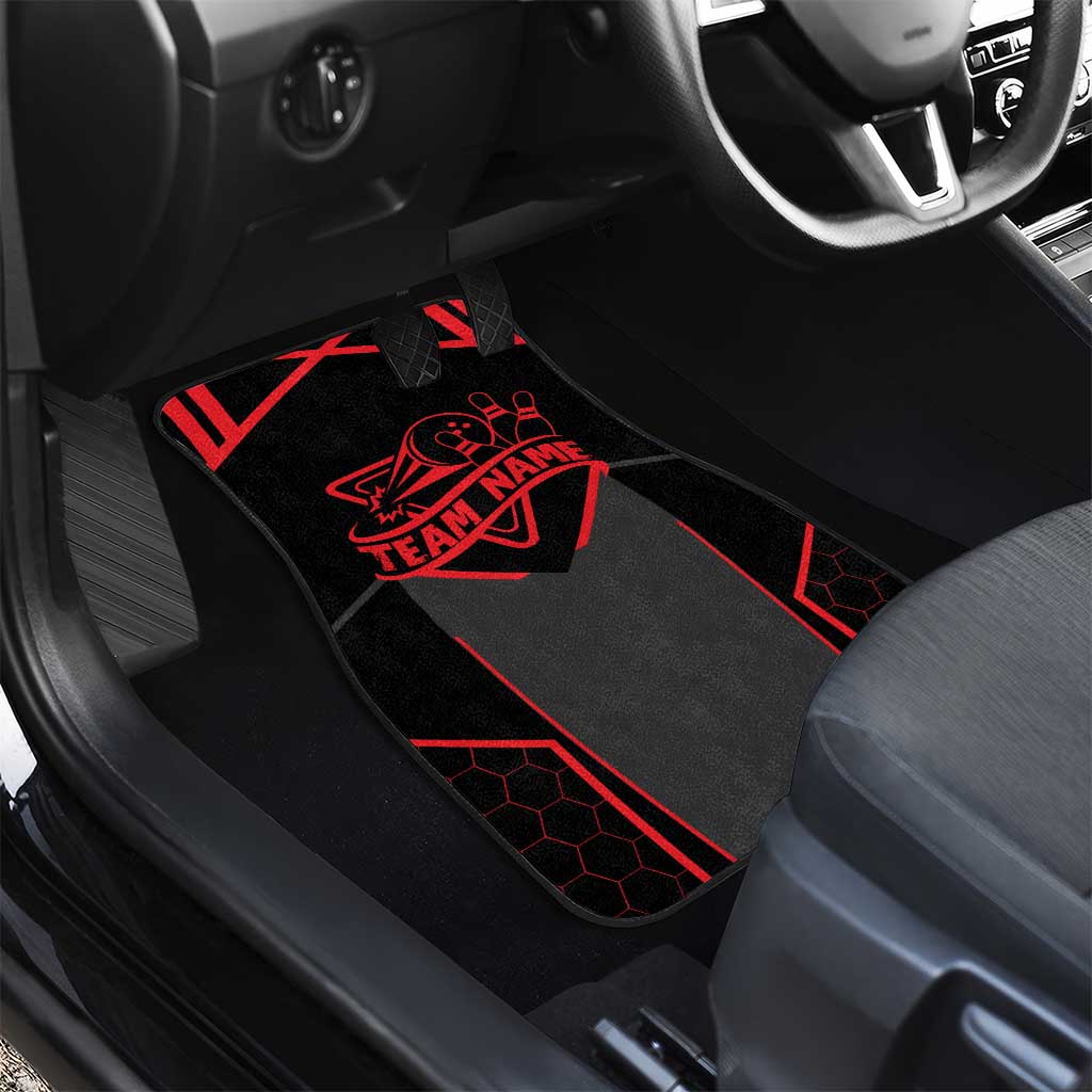 Bowling Team Car Mats Red and Black Strike Graphic and Custom Name Section - Wonder Print Shop