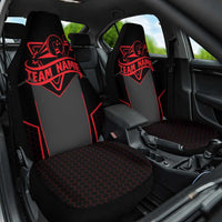 Bowling Team Car Seat Cover Red and Black Strike Graphic and Custom Name Section - Wonder Print Shop
