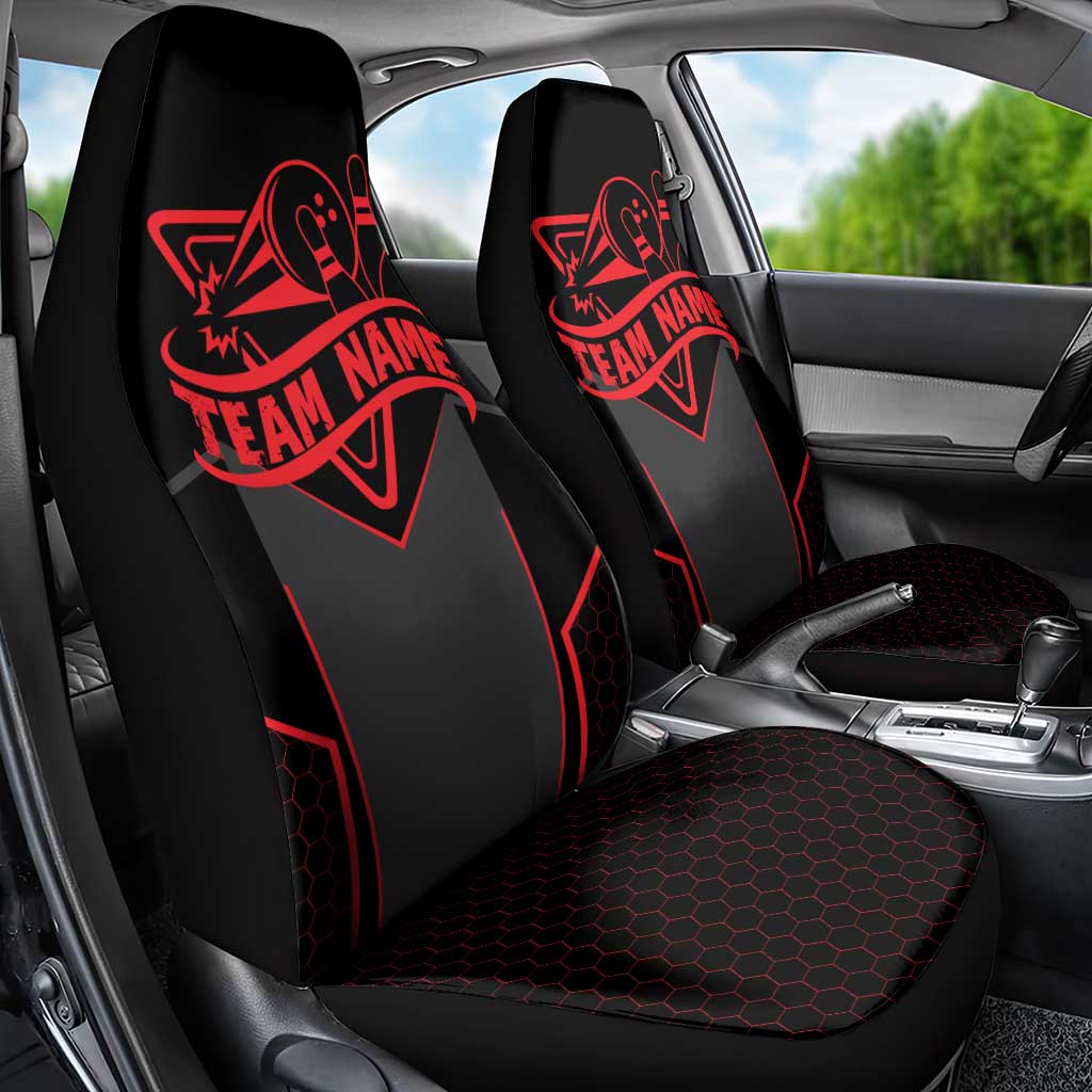 Bowling Team Car Seat Cover Red and Black Strike Graphic and Custom Name Section - Wonder Print Shop