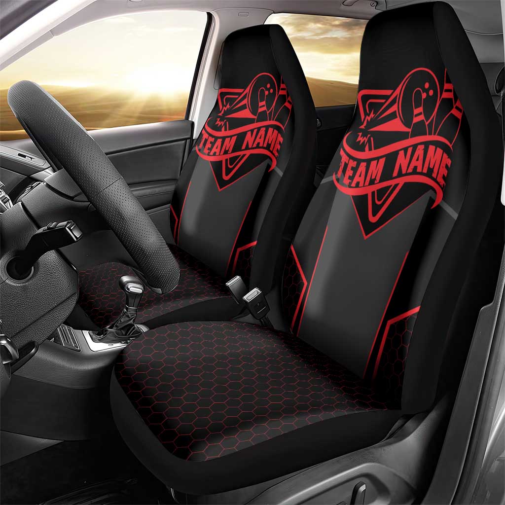Bowling Team Car Seat Cover Red and Black Strike Graphic and Custom Name Section - Wonder Print Shop