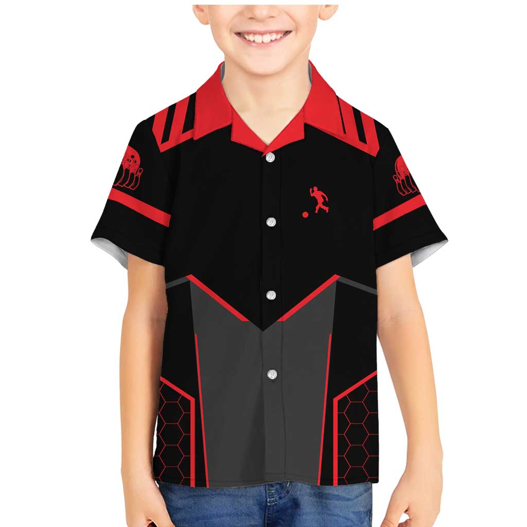 Bowling Team Family Matching Mermaid Dress and Hawaiian Shirt Red and Black Strike Graphic and Custom Name Section - Wonder Print Shop