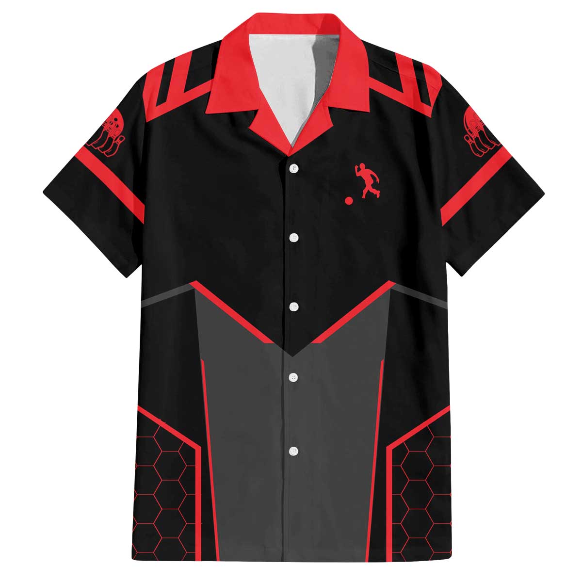 Bowling Team Family Matching Off The Shoulder Long Sleeve Dress and Hawaiian Shirt Red and Black Strike Graphic and Custom Name Section - Wonder Print Shop