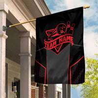 Bowling Team Garden Flag Red and Black Strike Graphic and Custom Name Section - Wonder Print Shop