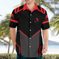 Bowling Team Hawaiian Shirt Red and Black Strike Graphic and Custom Name Section - Wonder Print Shop