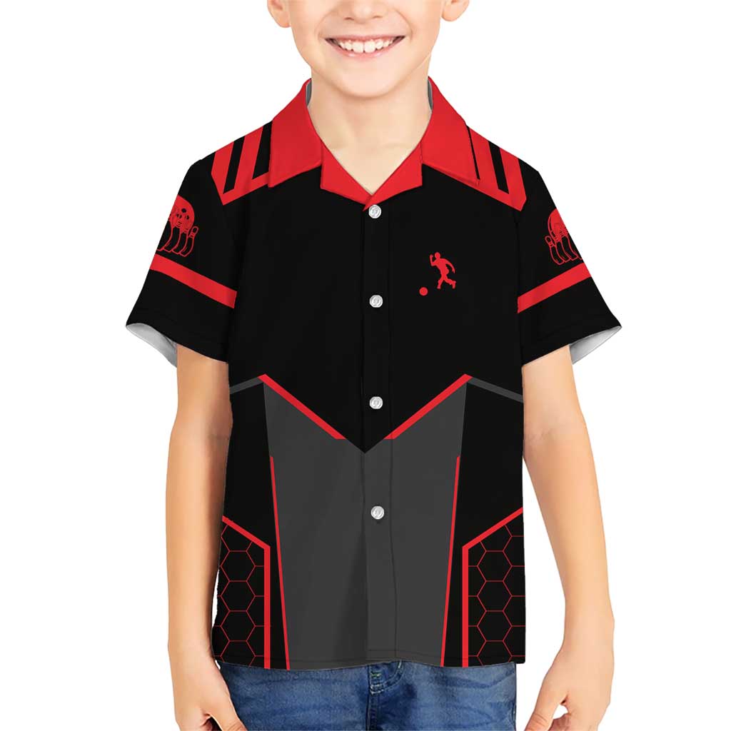 Bowling Team Hawaiian Shirt Red and Black Strike Graphic and Custom Name Section - Wonder Print Shop