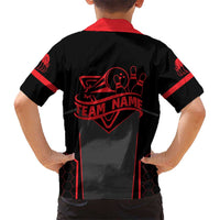 Bowling Team Kid Hawaiian Shirt Red and Black Strike Graphic and Custom Name Section - Wonder Print Shop