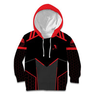 Bowling Team Kid Hoodie Red and Black Strike Graphic and Custom Name Section - Wonder Print Shop