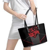 Bowling Team Leather Tote Bag Red and Black Strike Graphic and Custom Name Section - Wonder Print Shop