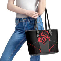 Bowling Team Leather Tote Bag Red and Black Strike Graphic and Custom Name Section - Wonder Print Shop