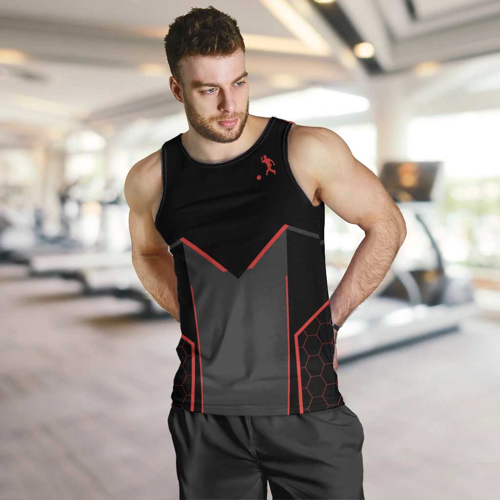 Bowling Team Men Tank Top Red and Black Strike Graphic and Custom Name Section - Wonder Print Shop