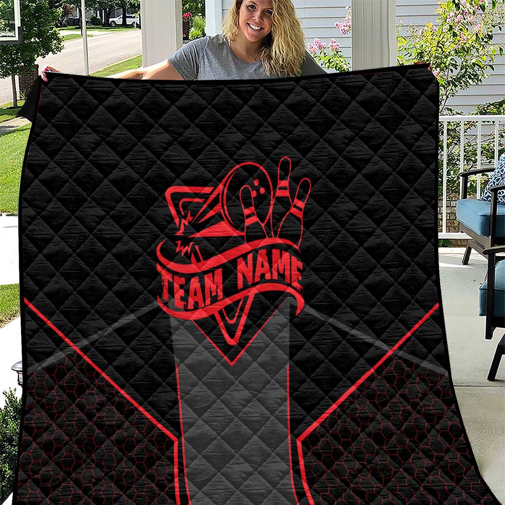 Bowling Team Quilt Red and Black Strike Graphic and Custom Name Section - Wonder Print Shop