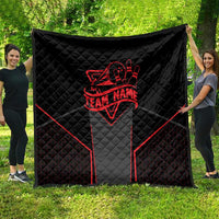 Bowling Team Quilt Red and Black Strike Graphic and Custom Name Section - Wonder Print Shop