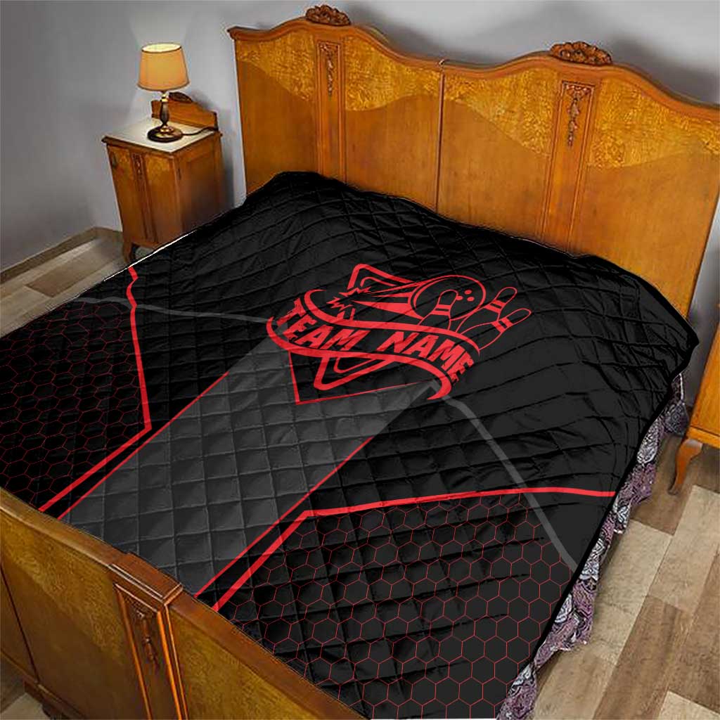 Bowling Team Quilt Red and Black Strike Graphic and Custom Name Section - Wonder Print Shop