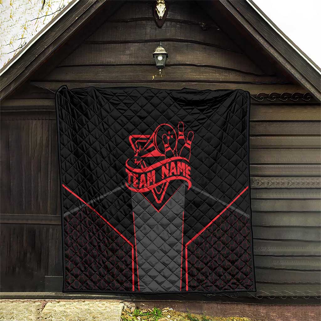 Bowling Team Quilt Red and Black Strike Graphic and Custom Name Section - Wonder Print Shop