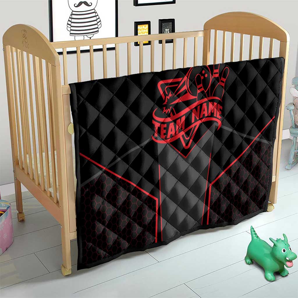 Bowling Team Quilt Red and Black Strike Graphic and Custom Name Section - Wonder Print Shop