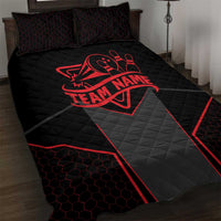Bowling Team Quilt Bed Set Red and Black Strike Graphic and Custom Name Section - Wonder Print Shop