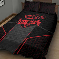 Bowling Team Quilt Bed Set Red and Black Strike Graphic and Custom Name Section - Wonder Print Shop
